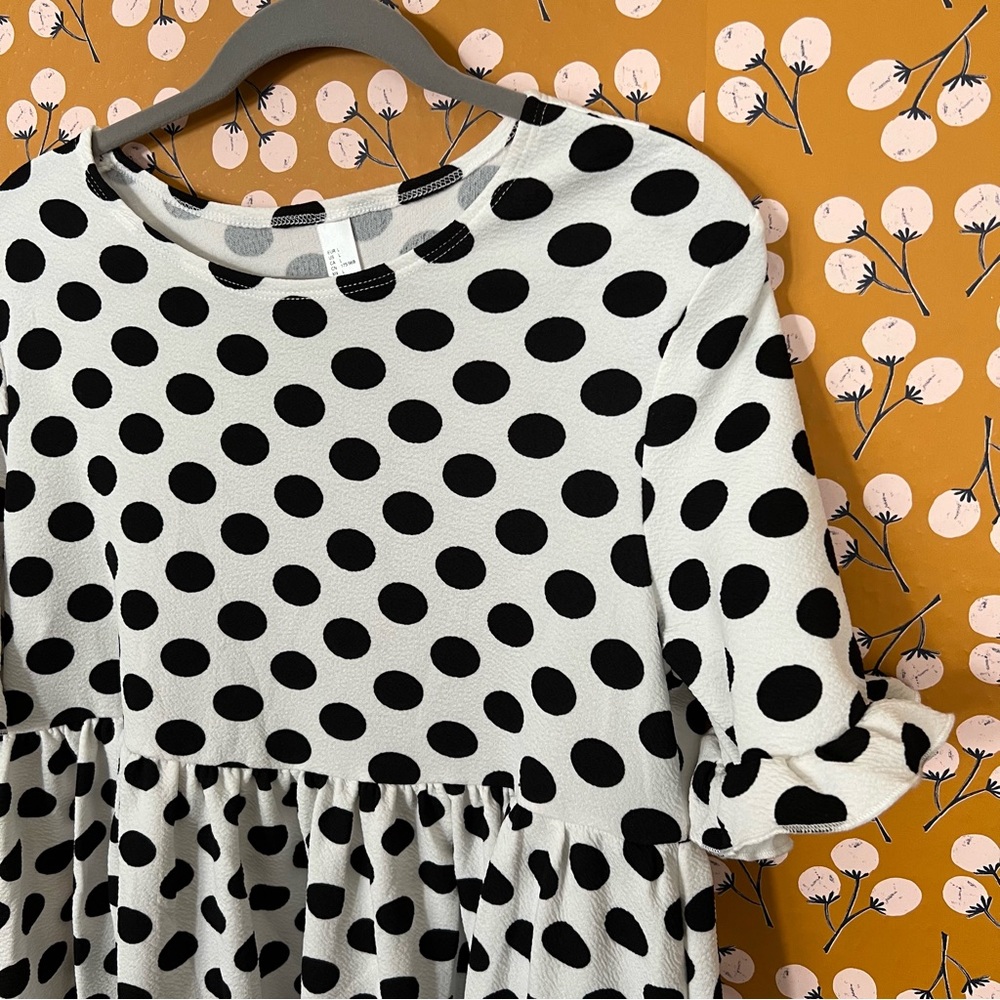 White Black Polka dot dress